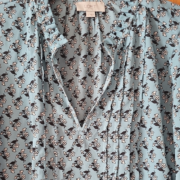 LOFT Sky Blue Patterned Blouse - Picture 3 of 5